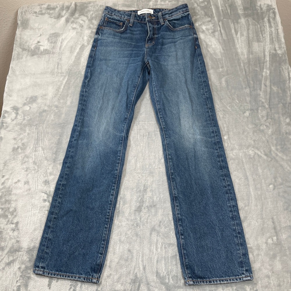 Denim Forum Aritzia Straight Leg Jeans Medium Wash Blue Size 26 High Rise